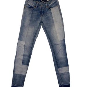 Block Patterned Skinny Jeans